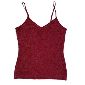 Express red metallic spaghetti strap tank top medium